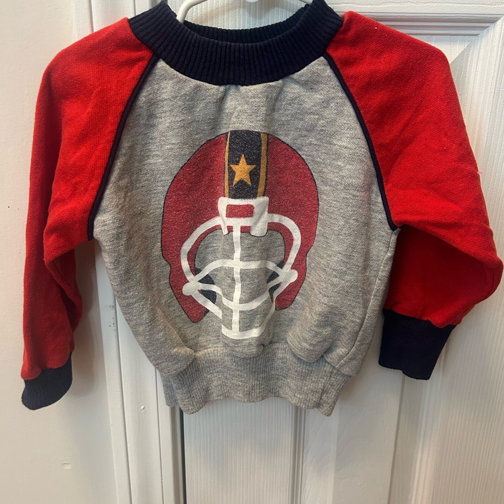 Vintage Healthtex Kids Red and Gray Football Helmet Sweatshirt